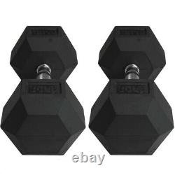Titan Fitness 35 LB Pair Free Weights, Black Rubber Coated Hex Dumbbell