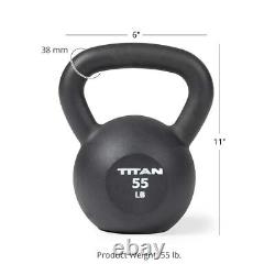Titan Fitness 55 LB Cast Iron Kettlebell, Single Piece Casting, LB Markings
