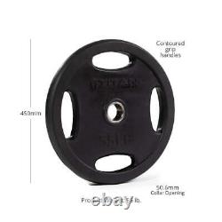 Titan Fitness 55 LB Single Black Grip Plate, Cast Iron and Rubber Coating