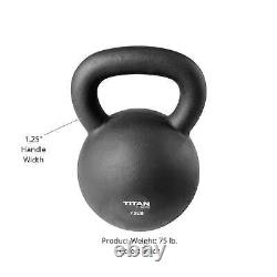 Titan Fitness 75 LB Cast Iron Kettlebell, Single Piece Casting, LB Markings