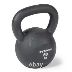 Titan Fitness 80 LB Cast Iron Kettlebell, Single Piece Casting, LB Markings