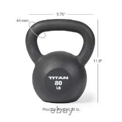 Titan Fitness 80 LB Cast Iron Kettlebell, Single Piece Casting, LB Markings