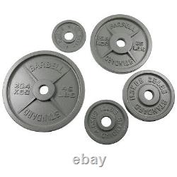 Total 140LBS, 2'' Cast Iron Olympic Weight Plates Set Grey, 10LB-35LB, 6Pcs
