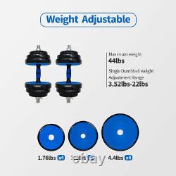 Totall 44 LB Weight Dumbbells Set Adjustable Barbell Plates Gym Home Workout New