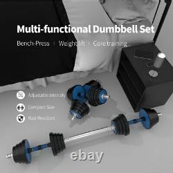 Totall 44 LB Weight Dumbbells Set Adjustable Barbell Plates Gym Home Workout New