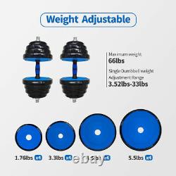 Totall 66 LB Weight Dumbbell Set Adjustable Gym Home Barbell Plates Body Workout