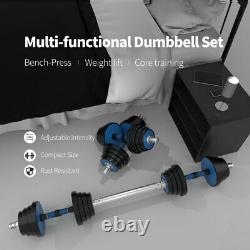 Totall 66 LB Weight Dumbbell Set Adjustable Gym Home Barbell Plates Body Workout