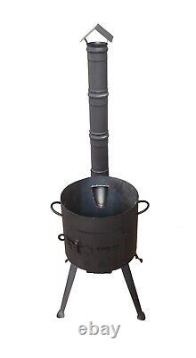 Traditional Kazan 100% Cast Iron & Oven Stove Uchag With Chimney For Pilaf Plov