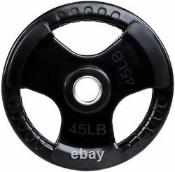 Tri-Grip Rubber Coated Olympic Weight Plates 2.5/5/10/25/35/45 lbs Pairs