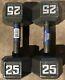 Two (2) 25 Lb Cast Iron Hex Dumbbell Dumbbells Fitness Gear Weights Total 50 Lbs