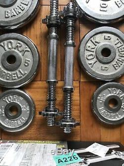 Two (2) 35 Lb YORK Chrome Adjustable Dumbbells 70 Lbs Total New handles FAST