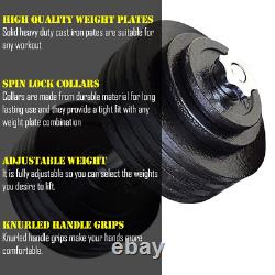 USA 200 Lbs Adjustable Dumbbells Set Solid Cast Iron Weight Plates, Great for St