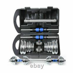 USA Adjustable Weight Cast Iron Dumbbell Barbell Kit Home Workout Tool 44 LBS