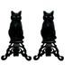 Uniflame A-1251 Black Cast Iron Cat Andirons With Reflective Glass Eyes