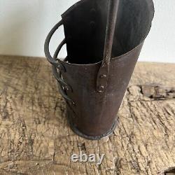 Unique Antique Primitive Hanging Cast Iron Metal Basket with Chain 4lbs