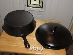 Unmarked Wagner Cast Iron Deep Skillet Chicken Fryer Heat Ring Dome Lid