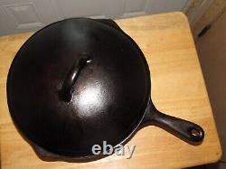 Unmarked Wagner Cast Iron Deep Skillet Chicken Fryer Heat Ring Dome Lid