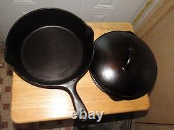 Unmarked Wagner Cast Iron Deep Skillet Chicken Fryer Heat Ring Dome Lid