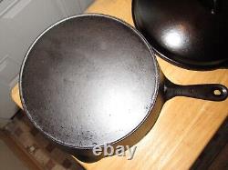 Unmarked Wagner Cast Iron Deep Skillet Chicken Fryer Heat Ring Dome Lid