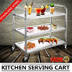 Utility Cart 3 Shelf Utility Cart on Wheels 330Lbs Stainless Steel Rolling Cart