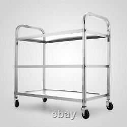 Utility Cart 3 Shelf Utility Cart on Wheels 330Lbs Stainless Steel Rolling Cart