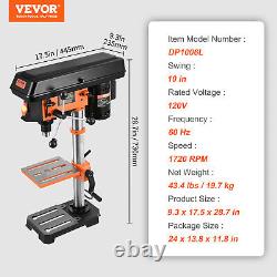 VEVOR 10-Inch 5-Speed Benchtop Drill Press Cast Iron Drill Press 3.2A