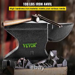 VEVOR Anvil Blacksmith 100lb Cast-Iron 45kg Heat Treated Long Horn Hardy Hole