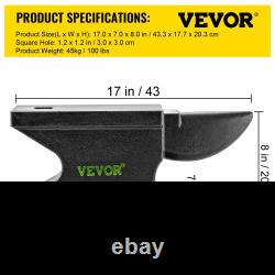 VEVOR Cast Iron Anvil, 100 Lbs(45kg) Single Horn Anvil with 10.4 x 5 in Countert