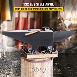 VEVOR Cast Iron Anvil, 132 Lbs(60kg) Single Horn Anvil with Large Countertop and