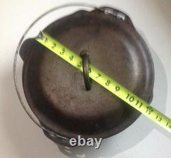 VINTAGE CAST IRON #10 DO STAMP 12 DUTCH OVEN withSELF BASTING COVER Made In USA