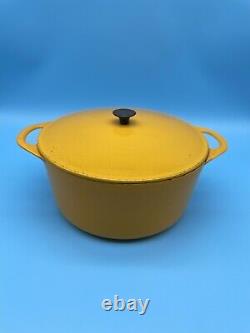 VINTAGE Cousances Creuset Mustard Yellow Enamel Dutch Oven 24 French Cast Iron