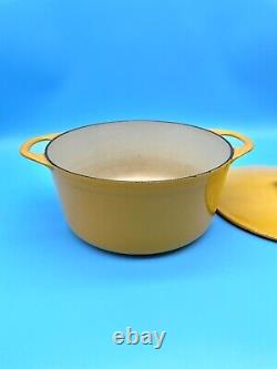 VINTAGE Cousances Creuset Mustard Yellow Enamel Dutch Oven 24 French Cast Iron