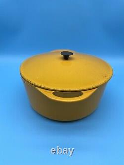 VINTAGE Cousances Creuset Mustard Yellow Enamel Dutch Oven 24 French Cast Iron