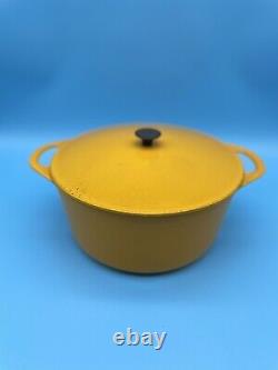 VINTAGE Cousances Creuset Mustard Yellow Enamel Dutch Oven 24 French Cast Iron