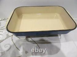 VINTAGE LE CREUSET ENAMEL CAST IRON LAPIS BLUE LASAGNA PAN 8X11.5x2.5 CLEAN