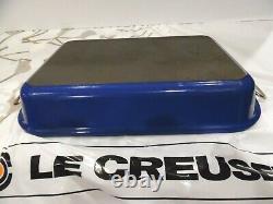 VINTAGE LE CREUSET ENAMEL CAST IRON LAPIS BLUE LASAGNA PAN 8X11.5x2.5 CLEAN