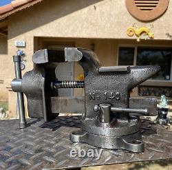 VINTAGE LITTCO LITTLESTOWN No. 140, SWIVEL ANVIL VISE 4'' JAW CAST IRON 19 LBS