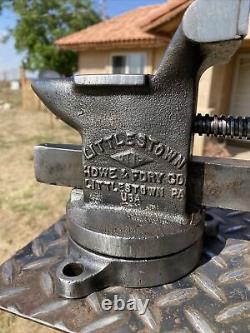 VINTAGE LITTCO LITTLESTOWN No. 140, SWIVEL ANVIL VISE 4'' JAW CAST IRON 19 LBS