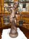 Vtg Solid Cast Iron 15.5 Statue Boy Art Nouveau Bronze Tone Paint Heavy 8.6 Lbs