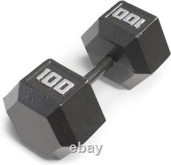 Versatile Cast Iron Hex Dumbbell, 100 lbs Prevents Rolling, Comfortable Grip