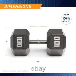 Versatile Cast Iron Hex Dumbbell, 100 lbs Prevents Rolling, Comfortable Grip