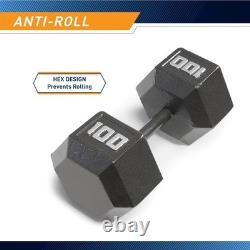Versatile Cast Iron Hex Dumbbell, 100 lbs Prevents Rolling, Comfortable Grip