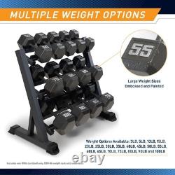 Versatile Cast Iron Hex Dumbbell, 100 lbs Prevents Rolling, Comfortable Grip