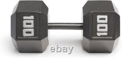 Versatile Cast Iron Hex Dumbbell, 100 lbs Prevents Rolling, Comfortable Grip
