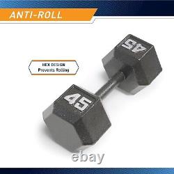 Versatile Cast Iron Hex Dumbbells (3-100 lbs) Durable, Space-Saving Design