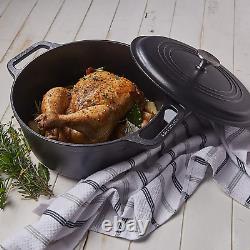 Victoria Cast Iron Large Dutch Oven with Lid and Dual Handles. 7 Quart Pot Seaso