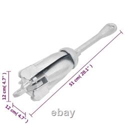 VidaXL Folding Anchor Silver 13.2 lb Hot Dip Galvanized Cast Iron