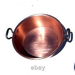 Vintage 15inch French Copper Jam Pan Cast Iron Handles Rolled Rim 6.2lbs