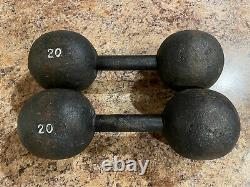 Vintage 20 Lb TENNESSEE GLOBE Dumbbells Buns Made In USA Like York Jackson