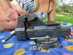 Vintage 39 lb Craftsman 5-1/2 Jaws Bench Vise Swivel Base Pipe Jaws #51871, USA